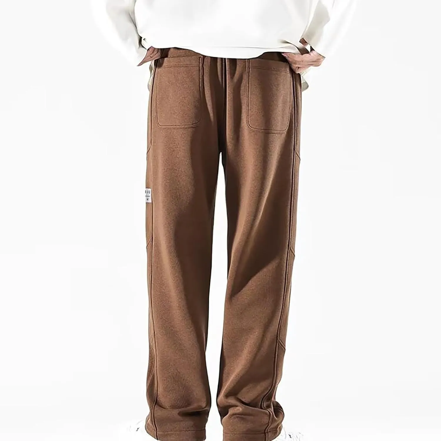 Sweatpants for Men Baggy Stretch Waist Straight Leg Casual Joggers Plus Size Lightweight Outdoor Workout Drawstring Trousers