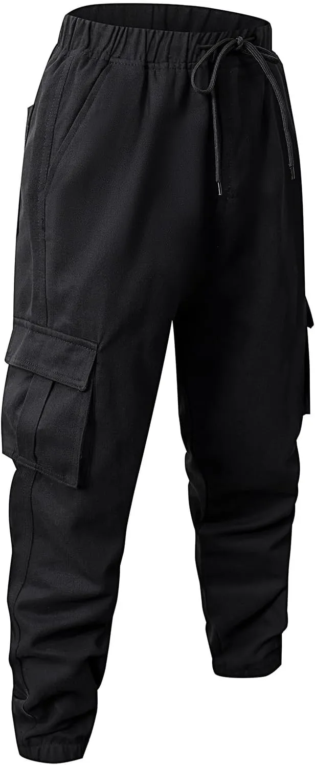Tactical Pants for Men Relaxed Fit Elastic Waist Cotton Sweatpants Plus Size Straight Leg Outdoor Tapered Hiking Pants
