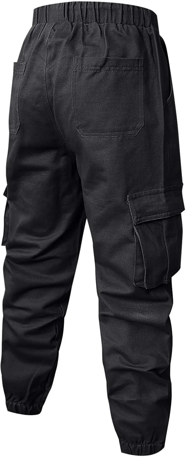 Tactical Pants for Men Relaxed Fit Elastic Waist Cotton Sweatpants Plus Size Straight Leg Outdoor Tapered Hiking Pants