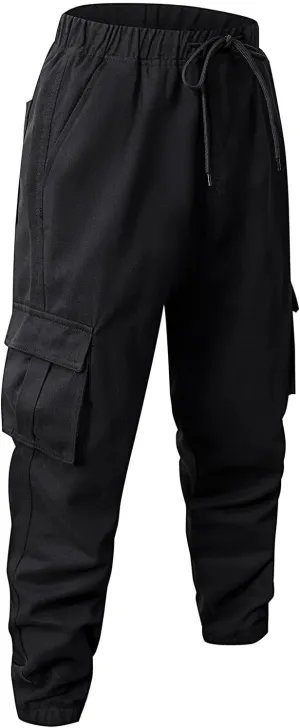Tactical Pants for Men Relaxed Fit Elastic Waist Cotton Sweatpants Plus Size Straight Leg Outdoor Tapered Hiking Pants