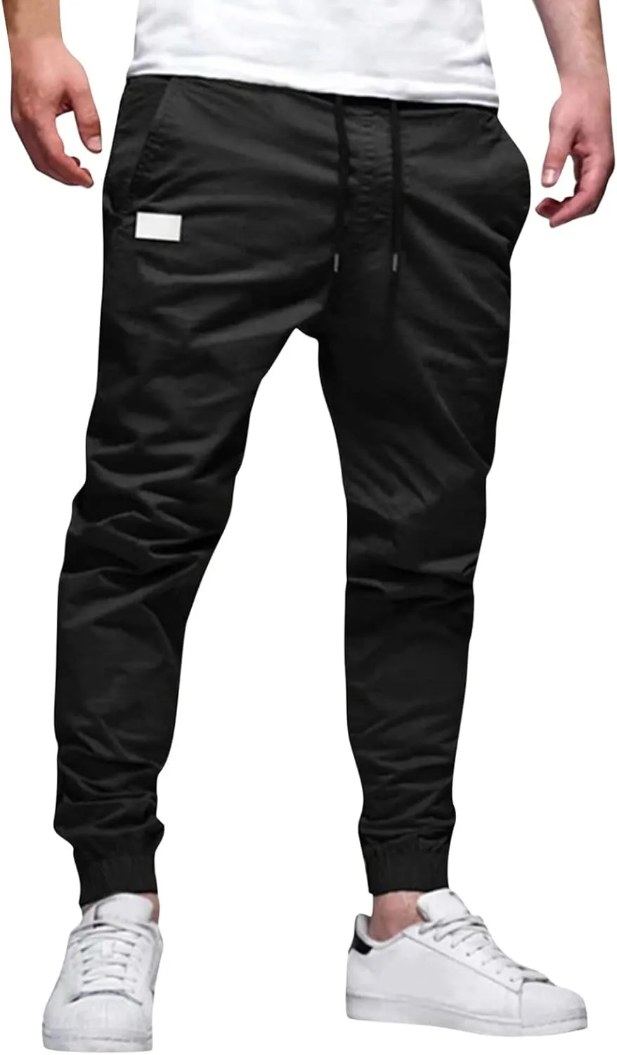 Tactical Pants for Men Stretch Waist Big and Tall Baggy Sweatpants Casual Plus Size Workout Athletic Chino Pants with Pockets