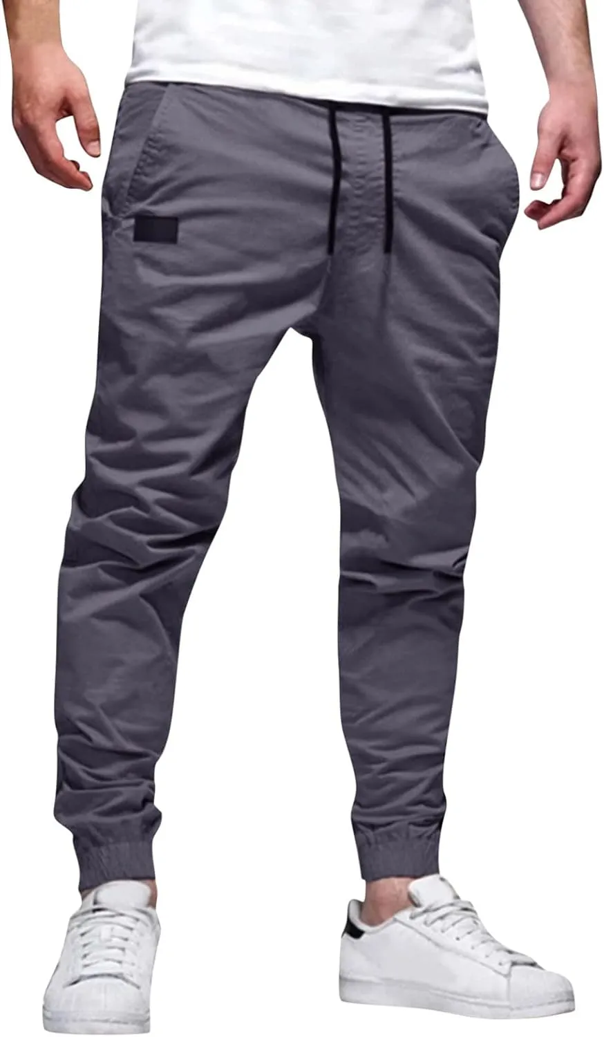 Tactical Pants for Men Stretch Waist Big and Tall Baggy Sweatpants Casual Plus Size Workout Athletic Chino Pants with Pockets