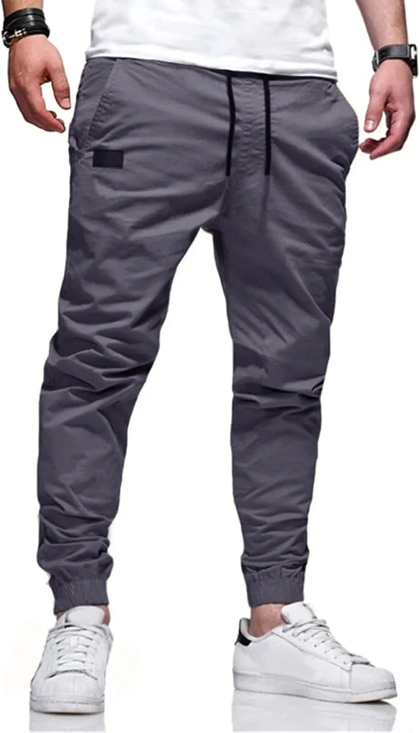 Tactical Pants for Men Stretch Waist Big and Tall Baggy Sweatpants Casual Plus Size Workout Athletic Chino Pants with Pockets