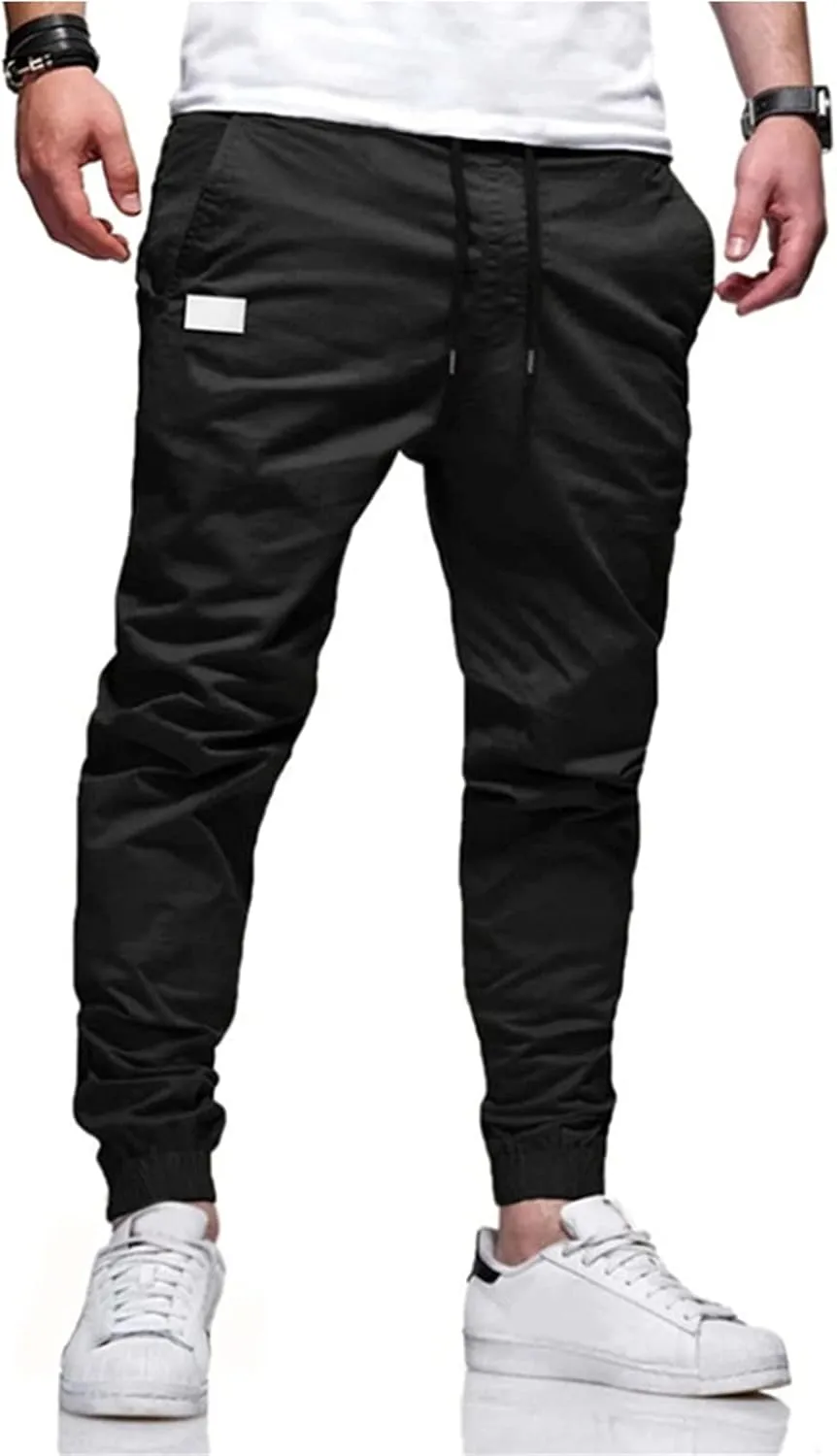 Tactical Pants for Men Stretch Waist Big and Tall Baggy Sweatpants Casual Plus Size Workout Athletic Chino Pants with Pockets