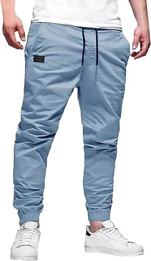 Tactical Pants for Men Stretch Waist Big and Tall Baggy Sweatpants Casual Plus Size Workout Athletic Chino Pants with Pockets