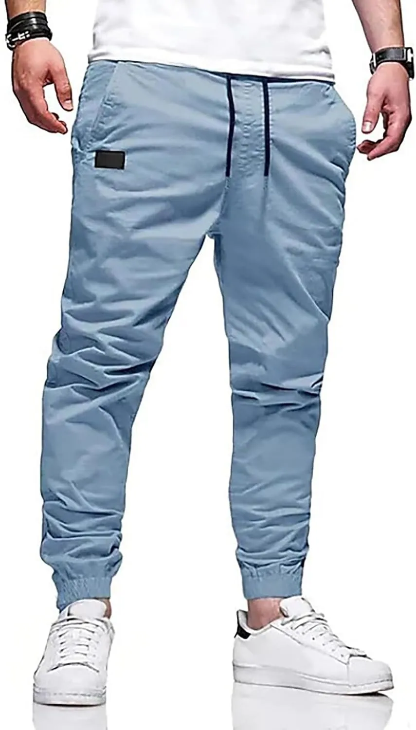 Tactical Pants for Men Stretch Waist Big and Tall Baggy Sweatpants Casual Plus Size Workout Athletic Chino Pants with Pockets