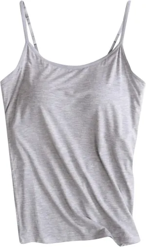 Tank Top with Built in Bra for Women Modal Padded Yoga Camisole Tanks Tops Spaghetti Strap Camisole Tank Top