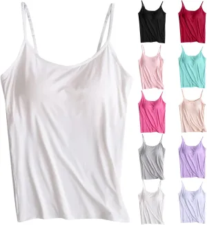 Tank Top with Built in Bra for Women Modal Padded Yoga Camisole Tanks Tops Spaghetti Strap Camisole Tank Top