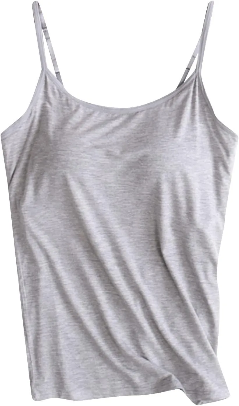 Tank Top with Built in Bra for Women Modal Padded Yoga Camisole Tanks Tops Spaghetti Strap Camisole Tank Top
