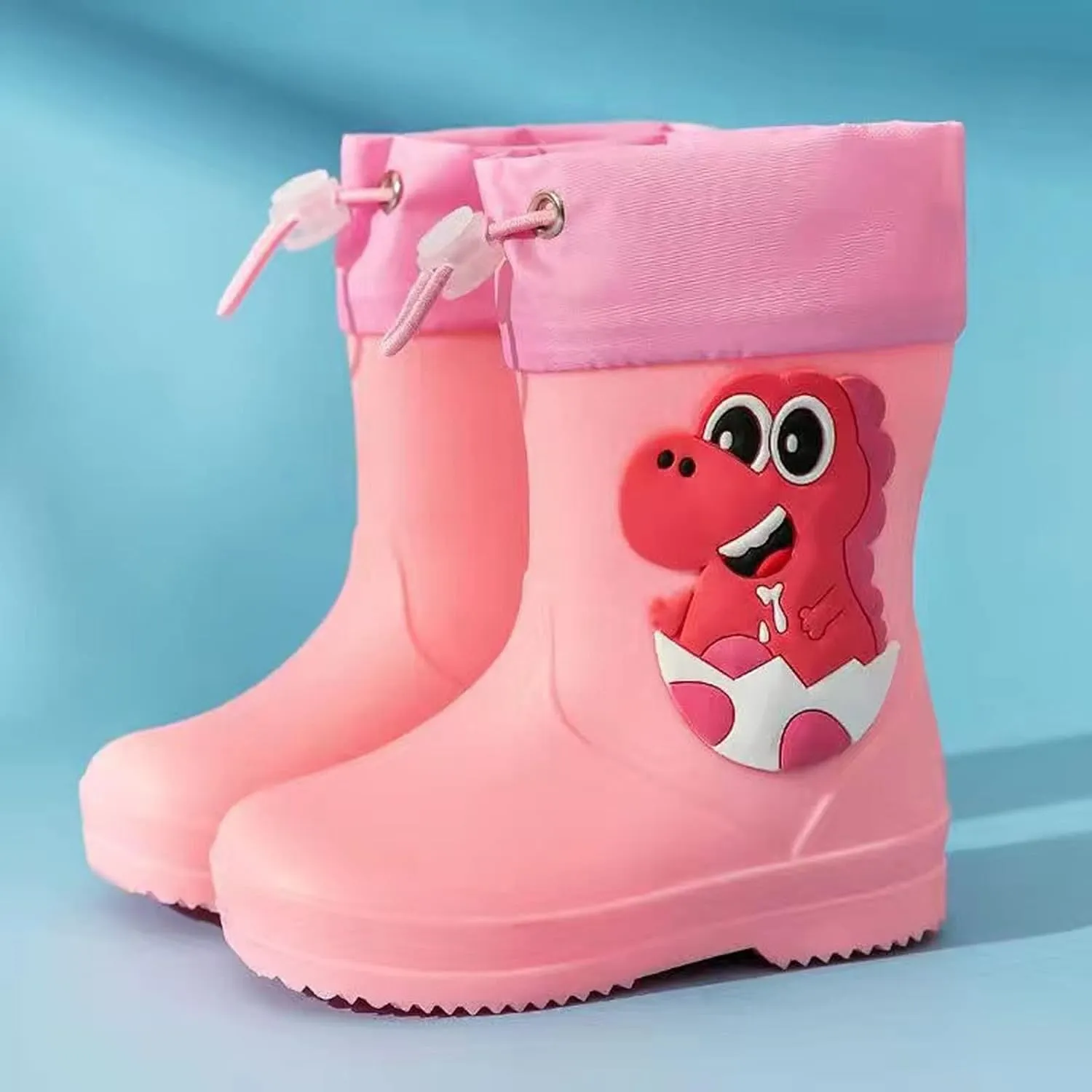 Toddler Dinosaur Rain Boots with Adjustable Buckle Baby Lightweight Non Slip Rainboots Kids Waterproof Boots