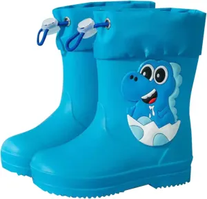 Toddler Dinosaur Rain Boots with Adjustable Buckle Baby Lightweight Non Slip Rainboots Kids Waterproof Boots
