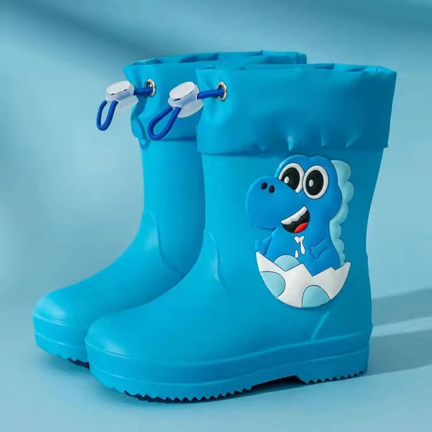 Toddler Dinosaur Rain Boots with Adjustable Buckle Baby Lightweight Non Slip Rainboots Kids Waterproof Boots