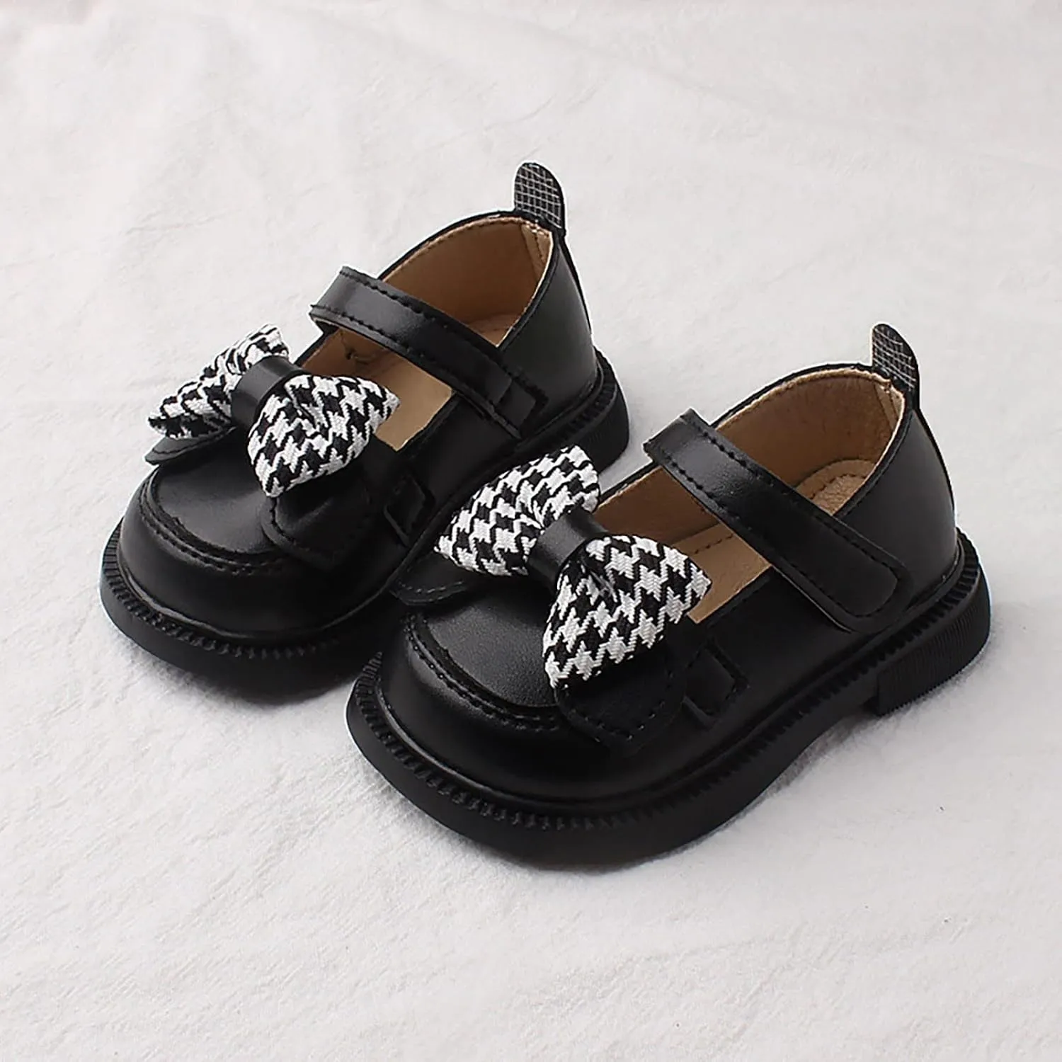 Toddler Girls Mary Jane Shoes Platform Slip On Chunky Heel Leather Flats Round Toe School Uniform Dress Shoes