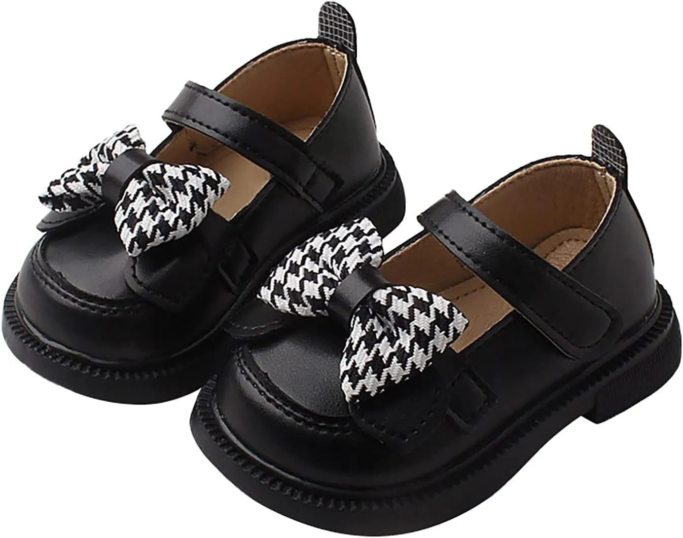 Toddler Girls Mary Jane Shoes Platform Slip On Chunky Heel Leather Flats Round Toe School Uniform Dress Shoes