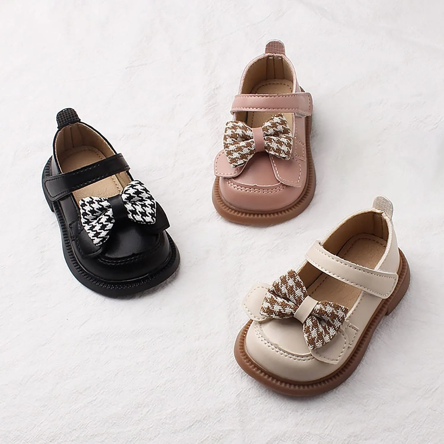 Toddler Girls Mary Jane Shoes Platform Slip On Chunky Heel Leather Flats Round Toe School Uniform Dress Shoes