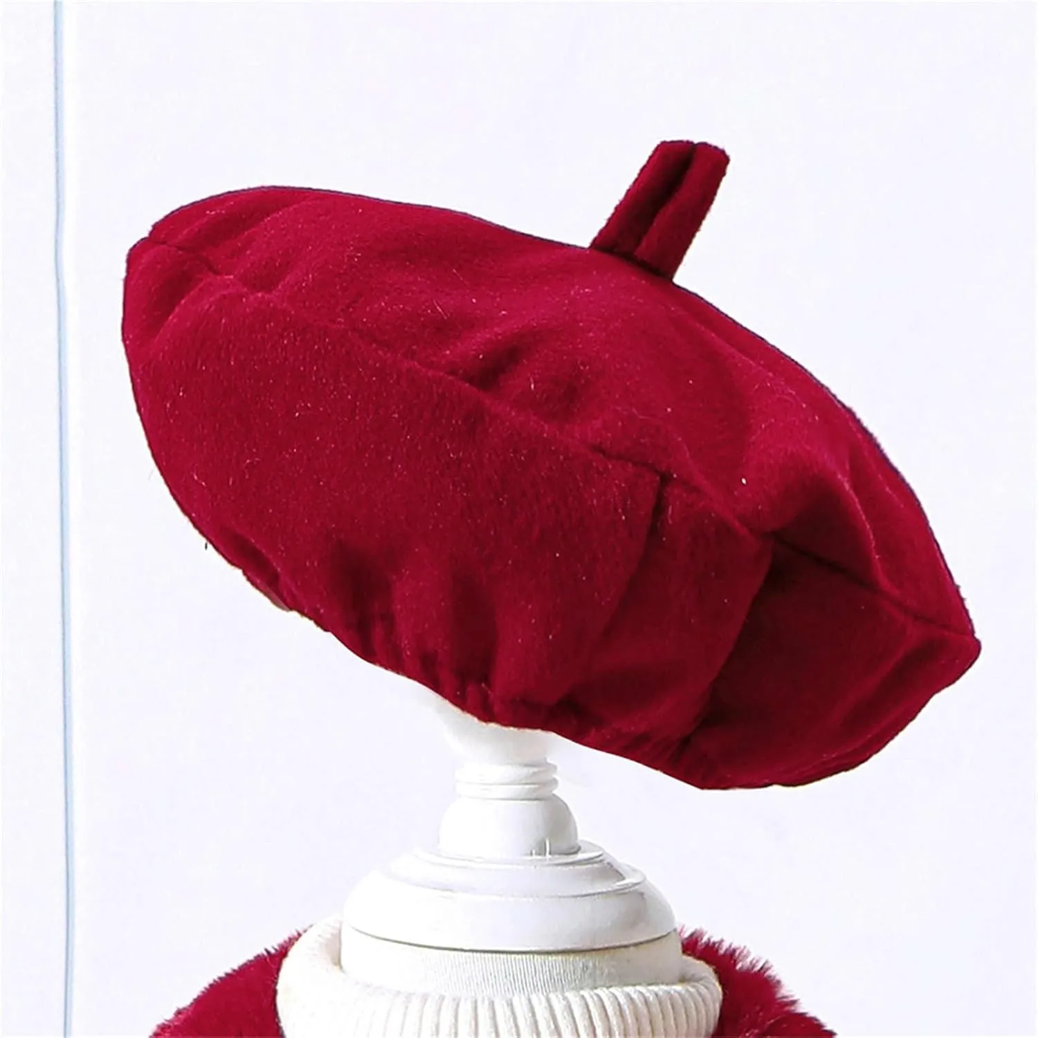 Toddler Kids Girls Trench Jacket Long Sleeve Furry Collar Warm Peacoat with Beret Hat Set for Casual Wear Coat