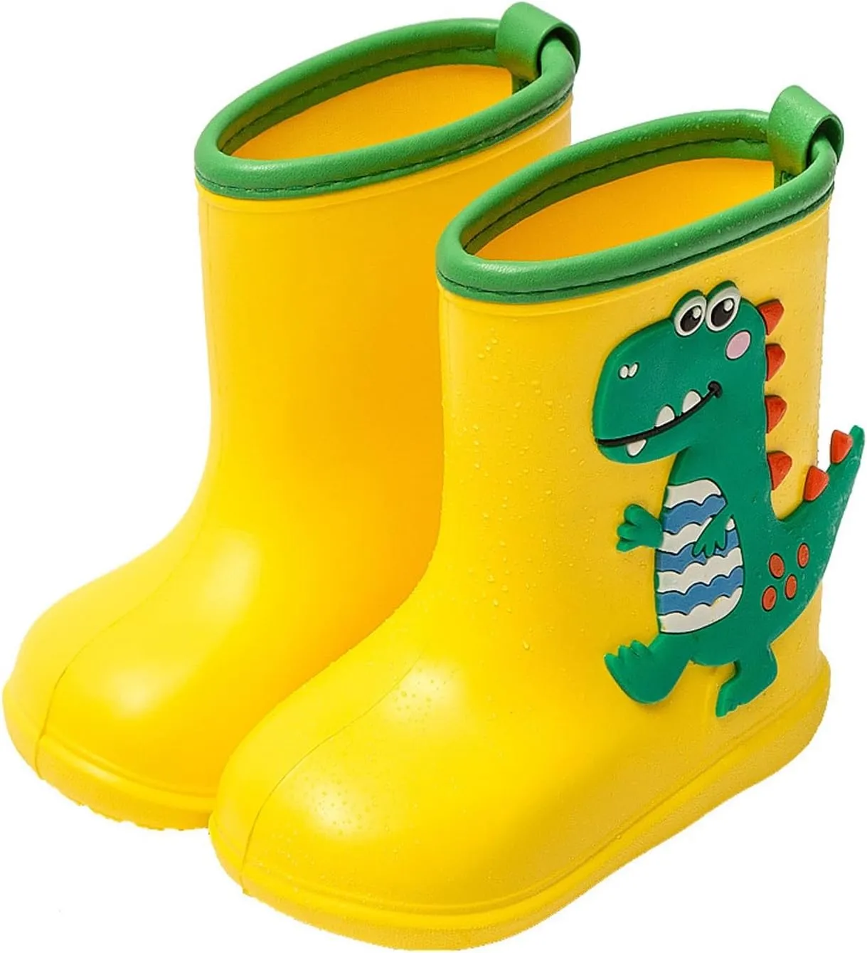 Toddler Waterproof Rain Boots Kids Rubber Boots Cute 3D Dinosaur Pull On Rainboots Boys Girls Toddler Non Slip Slippers