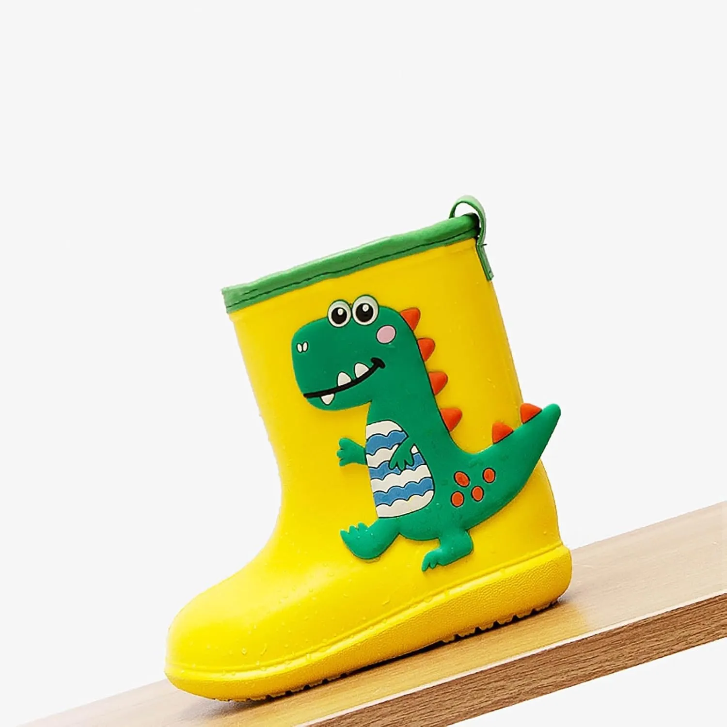 Toddler Waterproof Rain Boots Kids Rubber Boots Cute 3D Dinosaur Pull On Rainboots Boys Girls Toddler Non Slip Slippers