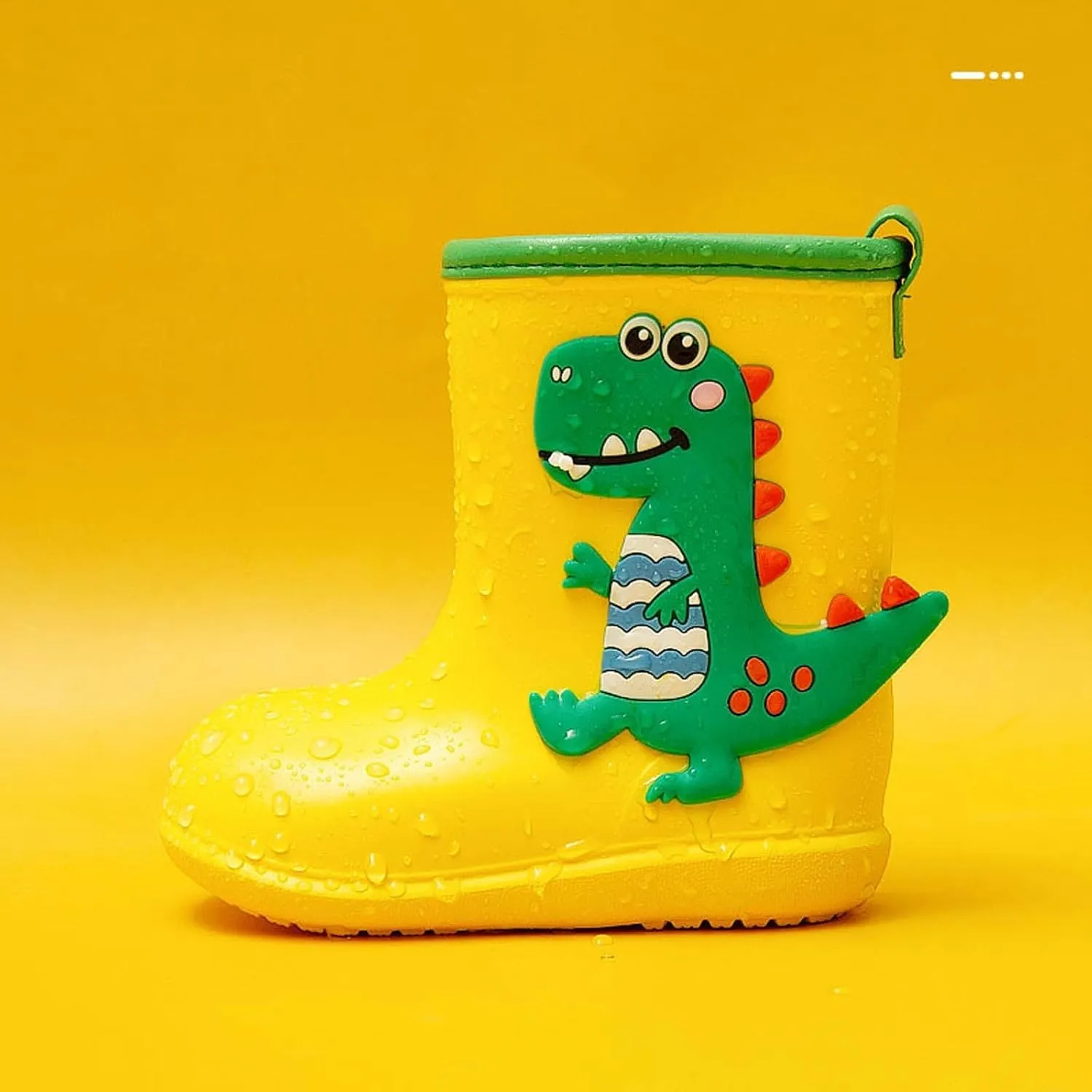 Toddler Waterproof Rain Boots Kids Rubber Boots Cute 3D Dinosaur Pull On Rainboots Boys Girls Toddler Non Slip Slippers