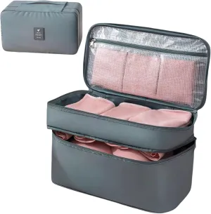 Travel Underwear Organizer Bag Lightweight Double Layer Large Capacity Pack Cube Lingerie Socks Cosmetic Bag,Grey 8#