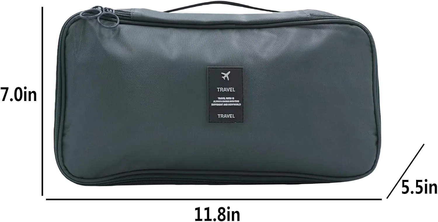 Travel Underwear Organizer Bag Lightweight Double Layer Large Capacity Pack Cube Lingerie Socks Cosmetic Bag,Grey 8#