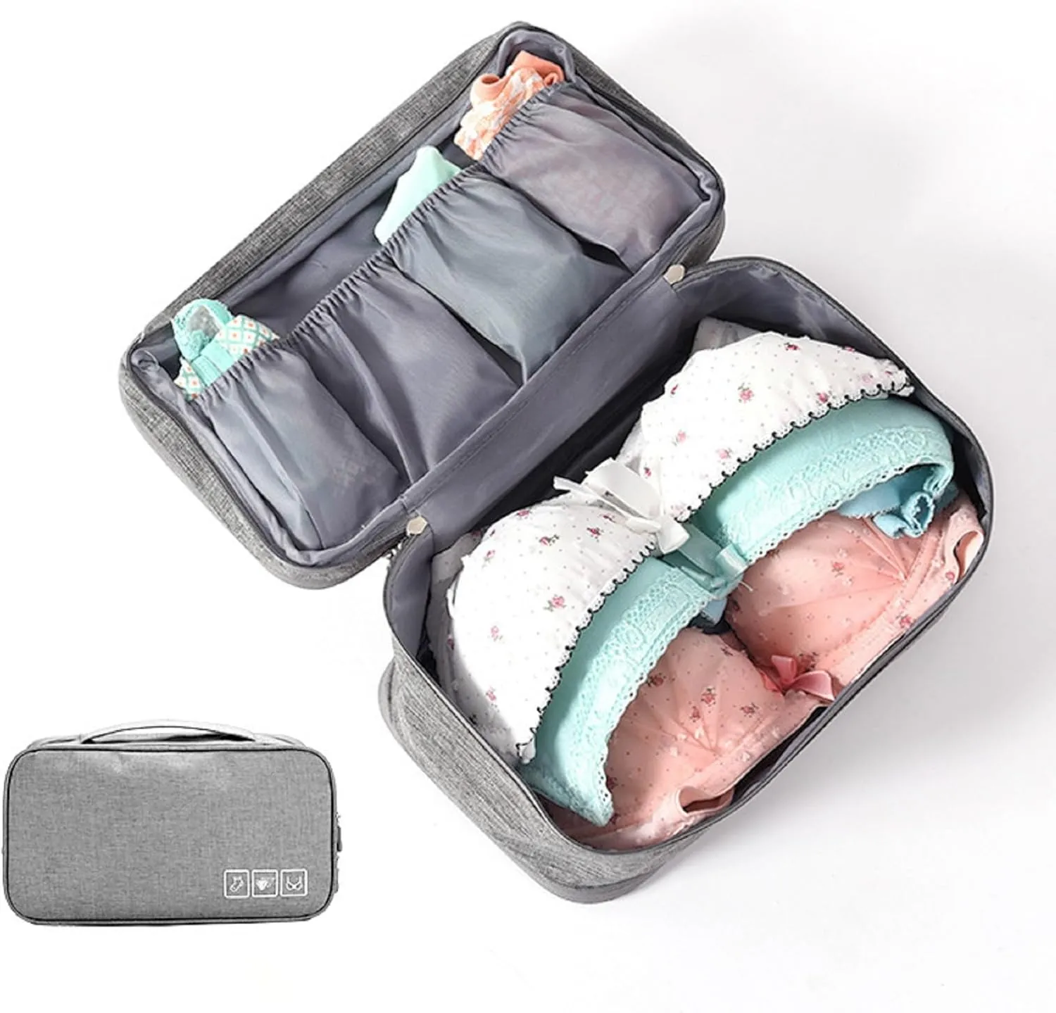 Travel Underwear Organizer Bag Portable Bra Socks Lingerie Cosmetic Storage Bag Travel Essentials Packing Cubes,Grey
