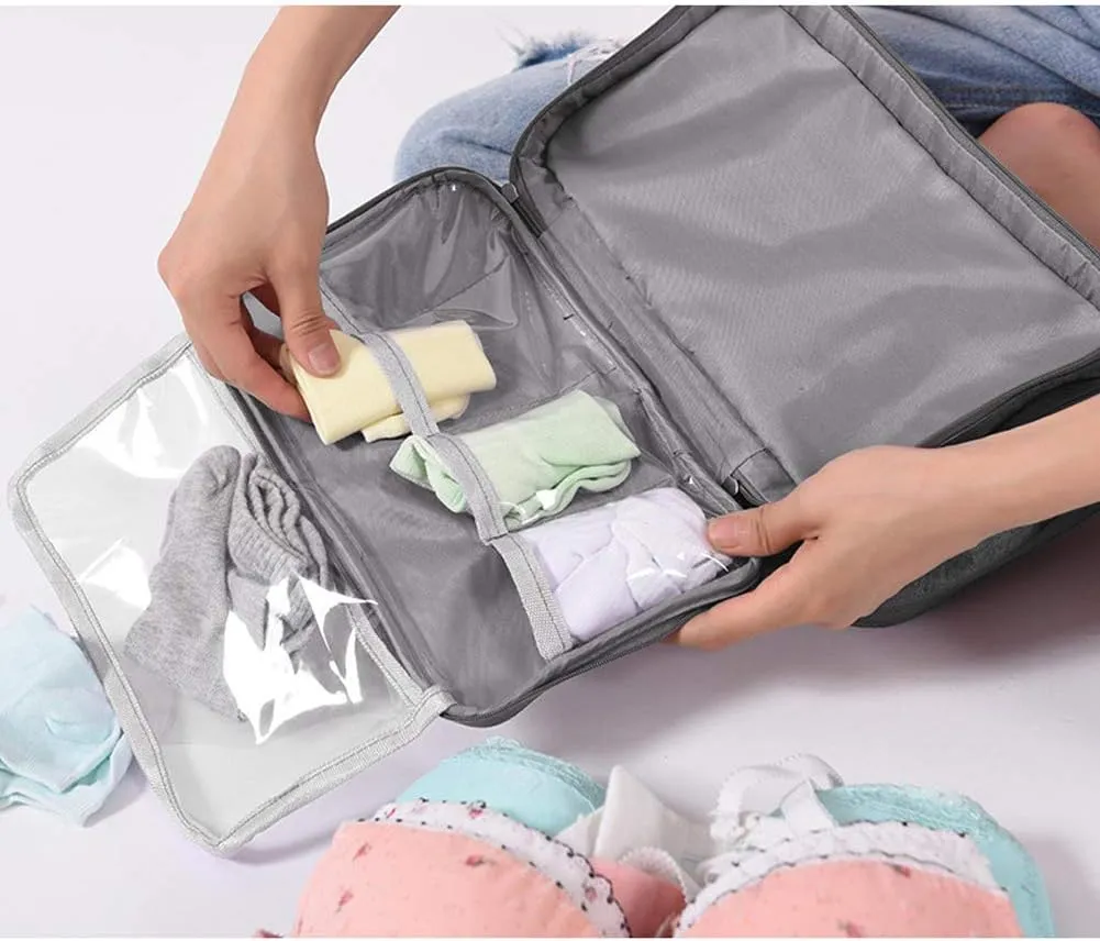 Travel Underwear Organizer Bag Portable Bra Socks Lingerie Cosmetic Storage Bag Travel Essentials Packing Cubes,Grey