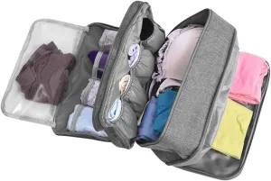 Travel Underwear Organizer Bag Portable Bra Socks Lingerie Cosmetic Storage Bag Travel Essentials Packing Cubes,Grey