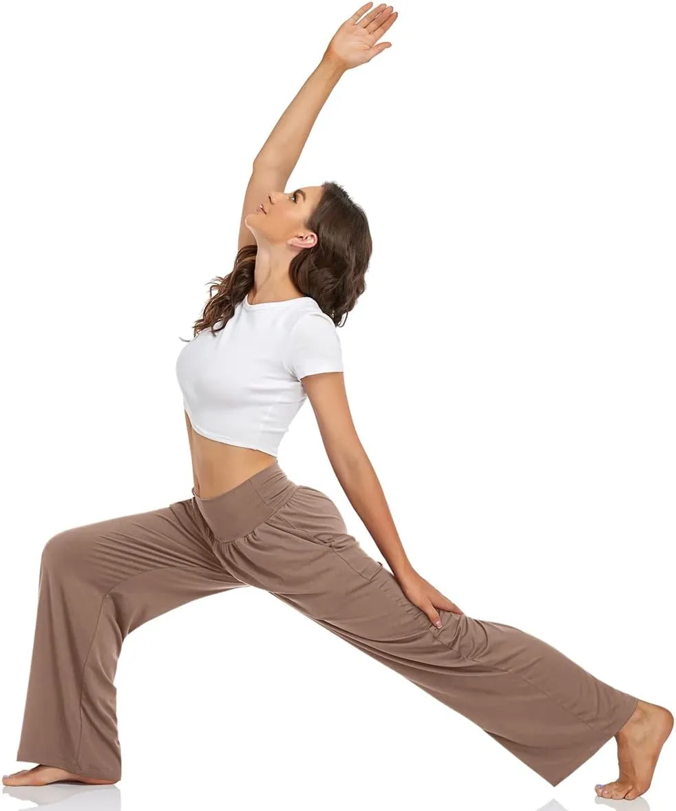 UEU Women's Casual Loose Wide Leg Cozy Pants Yoga Sweatpants Comfy High Waisted Sports Athletic Lounge Pants with Pockets