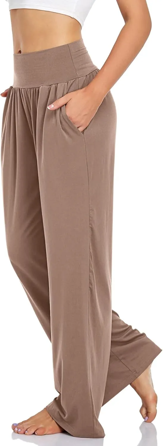 UEU Women's Casual Loose Wide Leg Cozy Pants Yoga Sweatpants Comfy High Waisted Sports Athletic Lounge Pants with Pockets
