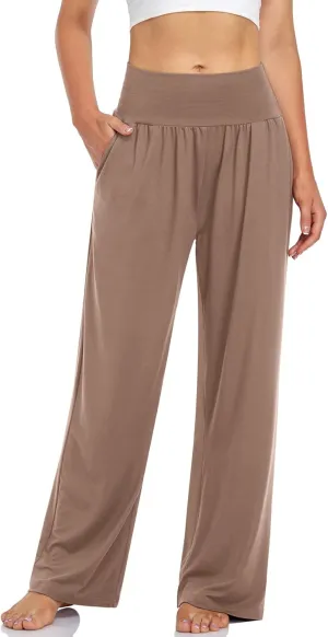 UEU Women's Casual Loose Wide Leg Cozy Pants Yoga Sweatpants Comfy High Waisted Sports Athletic Lounge Pants with Pockets