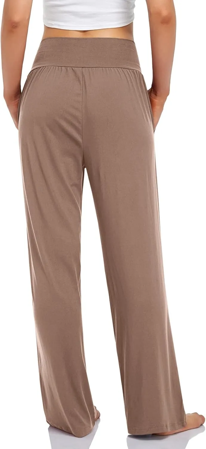 UEU Women's Casual Loose Wide Leg Cozy Pants Yoga Sweatpants Comfy High Waisted Sports Athletic Lounge Pants with Pockets