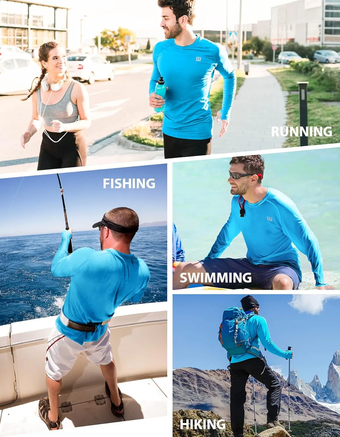 UUMIAER Mens Long Sleeve Shirts UPF 50  Rash Guard Shirts Sun Protection Shirts for Running Hiking Athletic