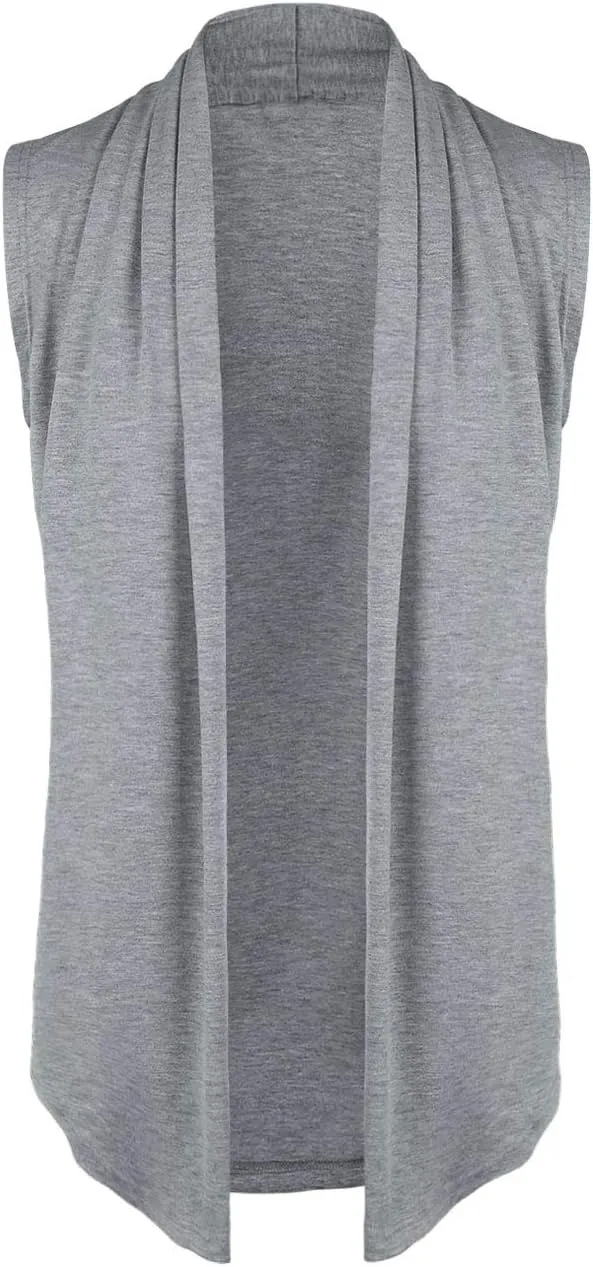 uxcell Men's Ruffle Shawl Collar Lightweight Vest Drape Cape Sleeveless Cardigan