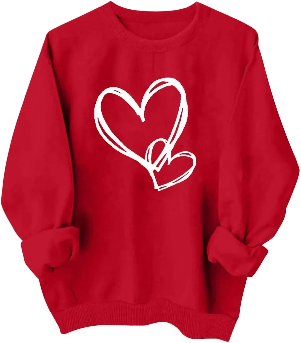 Valentines Sweatshirts for Women Crewneck Pullovers Love Heart Graphic Sweater Cute Sweatshirt Long Sleeve Tops