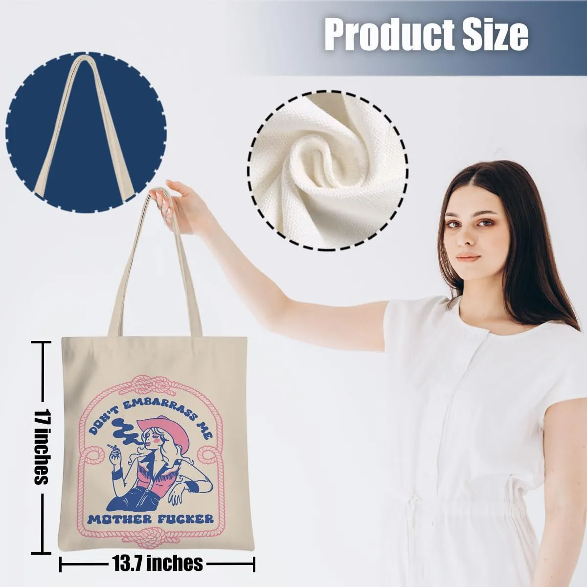 Vintage Western Tote Bag Country Stuff Western Stuff Reusable Grocery Bags Beach Bag, Western Gifts for Women