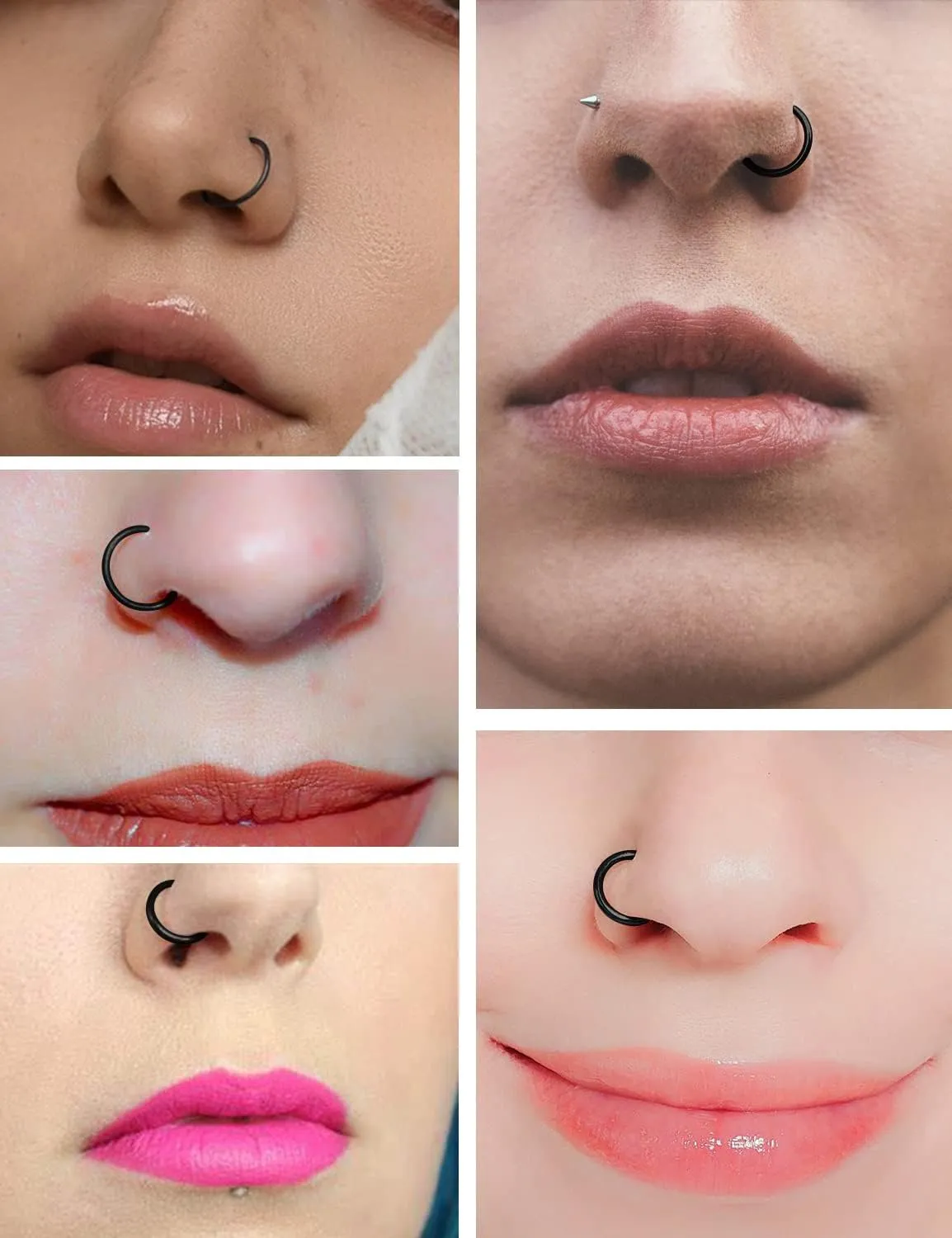 Vsnnsns 14G 16G Septum Nose Rings Hoops Lip Ring Piercing Jewelry 316L Surgical Steel Hinged Segment Clicker Cartilage Tragus Helix Conch Rook Daith Lobe Earrings Hoops Piercing Jewelry for Women Men