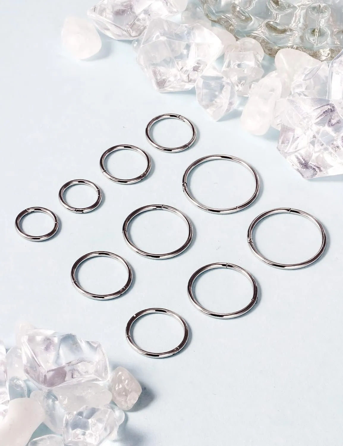 Vsnnsns 14G 16G Septum Nose Rings Hoops Lip Ring Piercing Jewelry 316L Surgical Steel Hinged Segment Clicker Cartilage Tragus Helix Conch Rook Daith Lobe Earrings Hoops Piercing Jewelry for Women Men