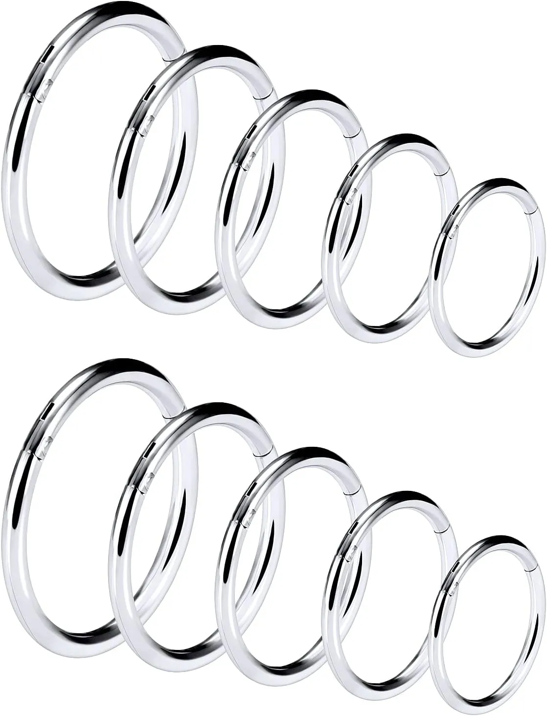 Vsnnsns 14G 16G Septum Nose Rings Hoops Lip Ring Piercing Jewelry 316L Surgical Steel Hinged Segment Clicker Cartilage Tragus Helix Conch Rook Daith Lobe Earrings Hoops Piercing Jewelry for Women Men