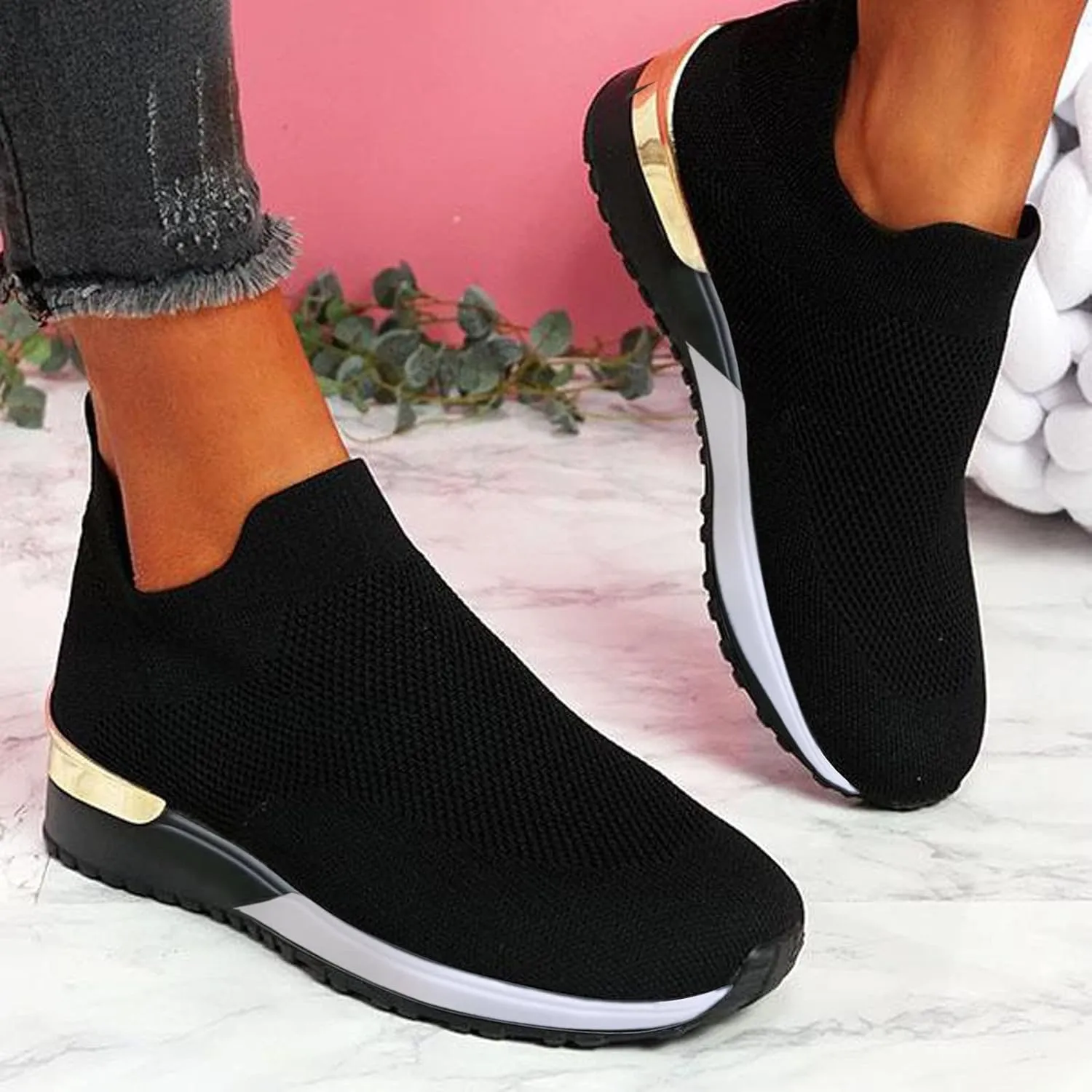 Walking Shoes Women Trendy Sneakers for Women 2023 Black Comfortable Casual Shoes for Women Size 5.5 White Fashion Sneakers Women Arch Support Women's Wide Width Slip Resistant Athletic Work Shoes