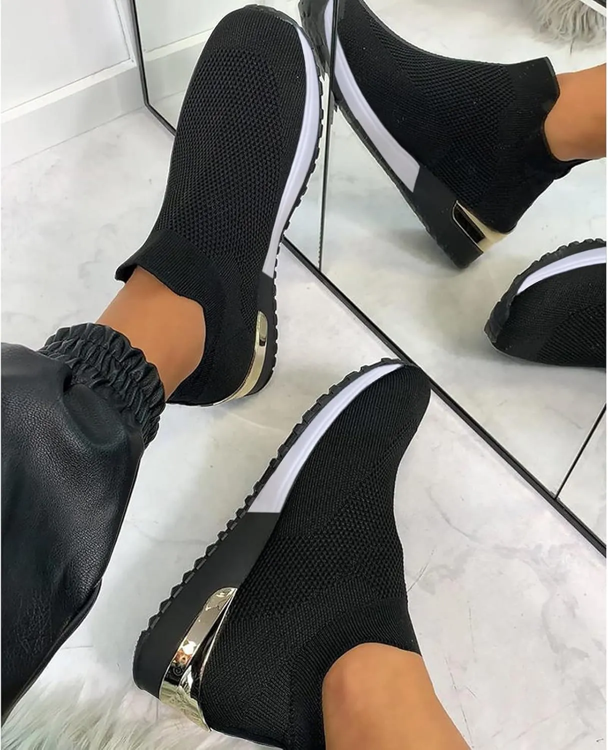 Walking Shoes Women Trendy Sneakers for Women 2023 Black Comfortable Casual Shoes for Women Size 5.5 White Fashion Sneakers Women Arch Support Women's Wide Width Slip Resistant Athletic Work Shoes
