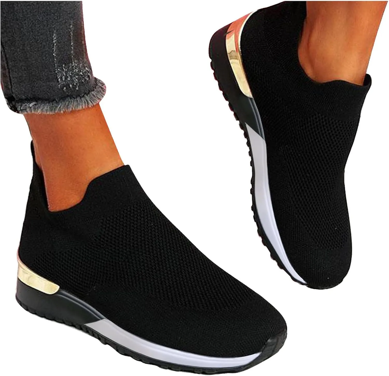 Walking Shoes Women Trendy Sneakers for Women 2023 Black Comfortable Casual Shoes for Women Size 5.5 White Fashion Sneakers Women Arch Support Women's Wide Width Slip Resistant Athletic Work Shoes