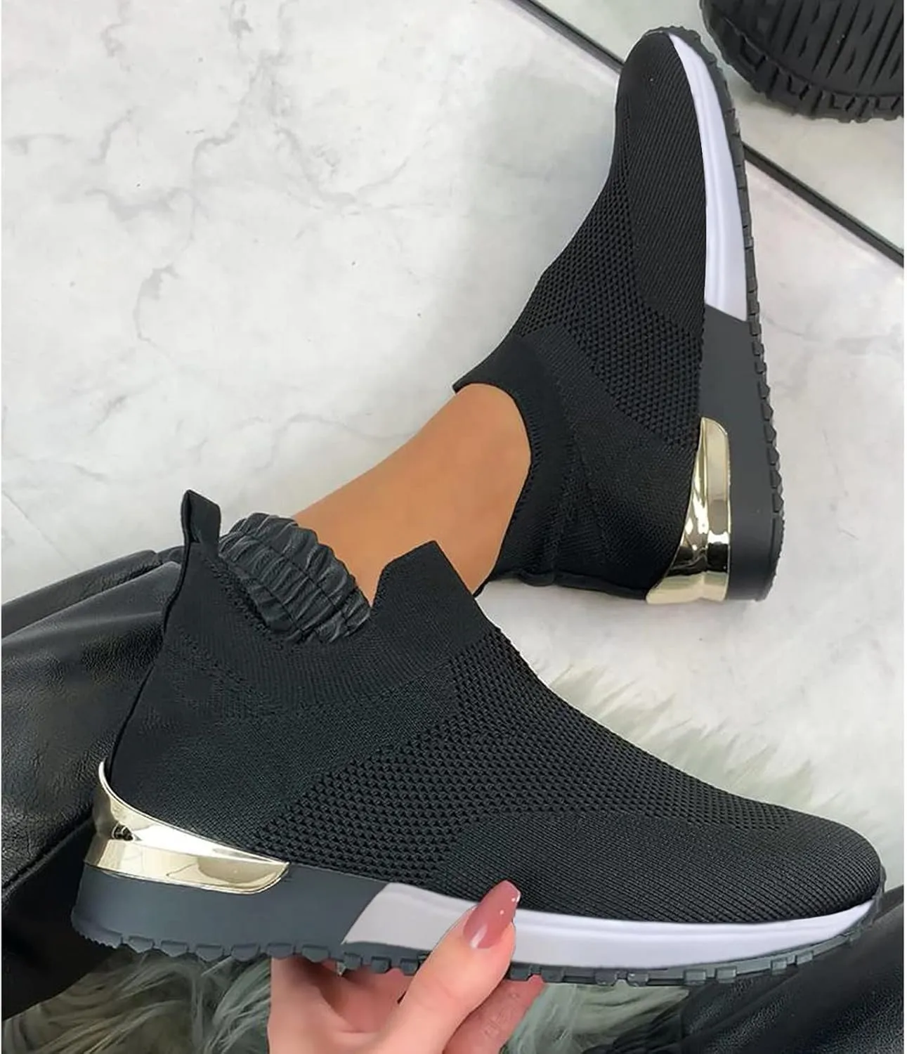 Walking Shoes Women Trendy Sneakers for Women 2023 Black Comfortable Casual Shoes for Women Size 5.5 White Fashion Sneakers Women Arch Support Women's Wide Width Slip Resistant Athletic Work Shoes