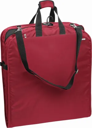 WallyBags Premium Carry On Travel Garment Bag with Shoulder Strap and Pockets for Men & Women, Red, 52-Inch