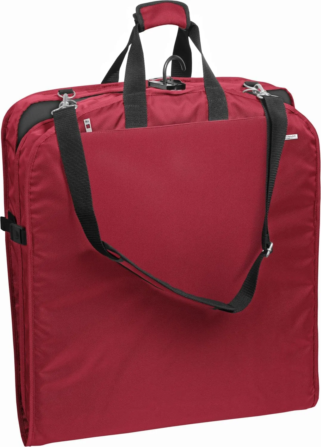 WallyBags Premium Carry On Travel Garment Bag with Shoulder Strap and Pockets for Men & Women, Red, 52-Inch