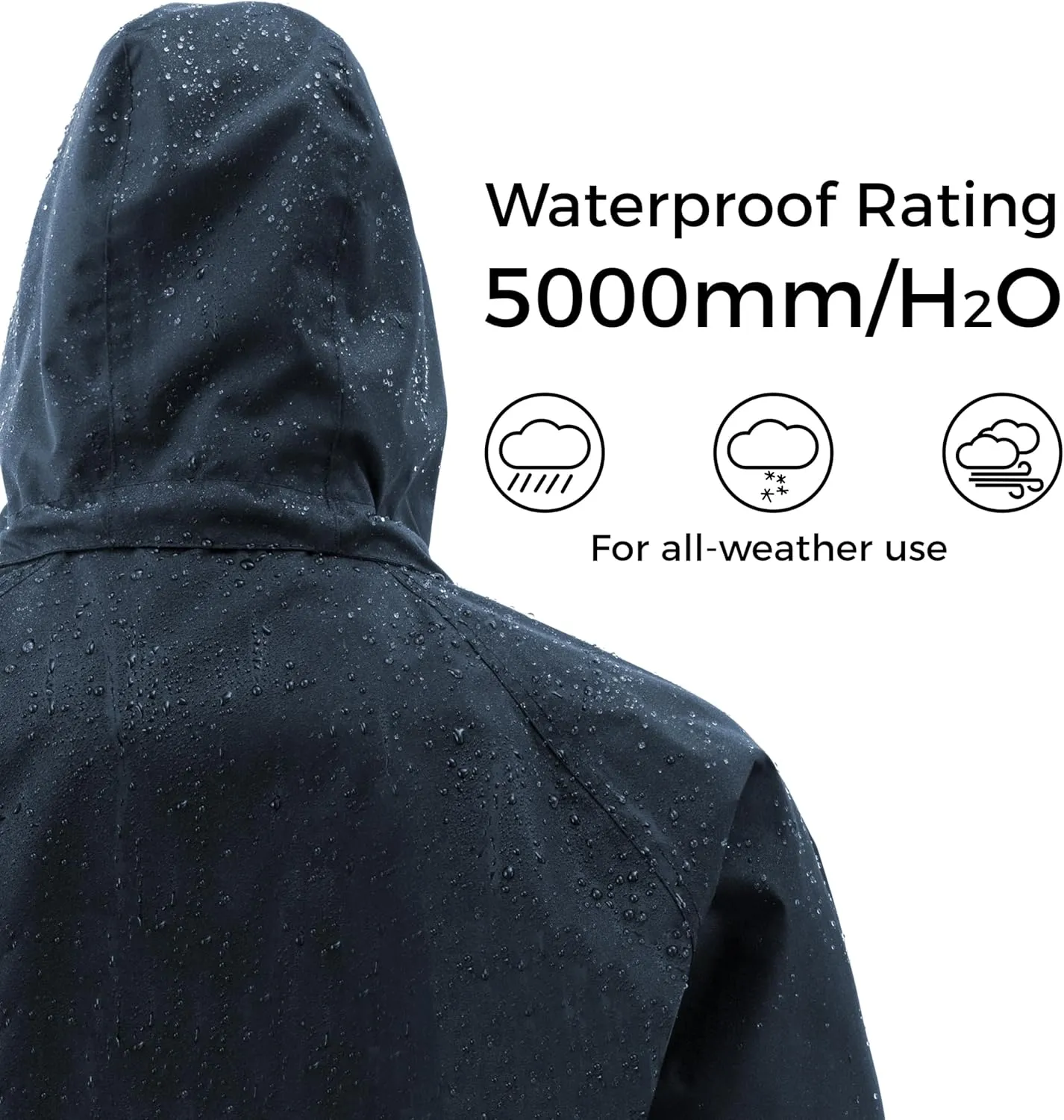 wantdo Mens Rain Jacket Waterproof with Hood Packable Long Rain Coat Lightweight Rainwear Raincoat