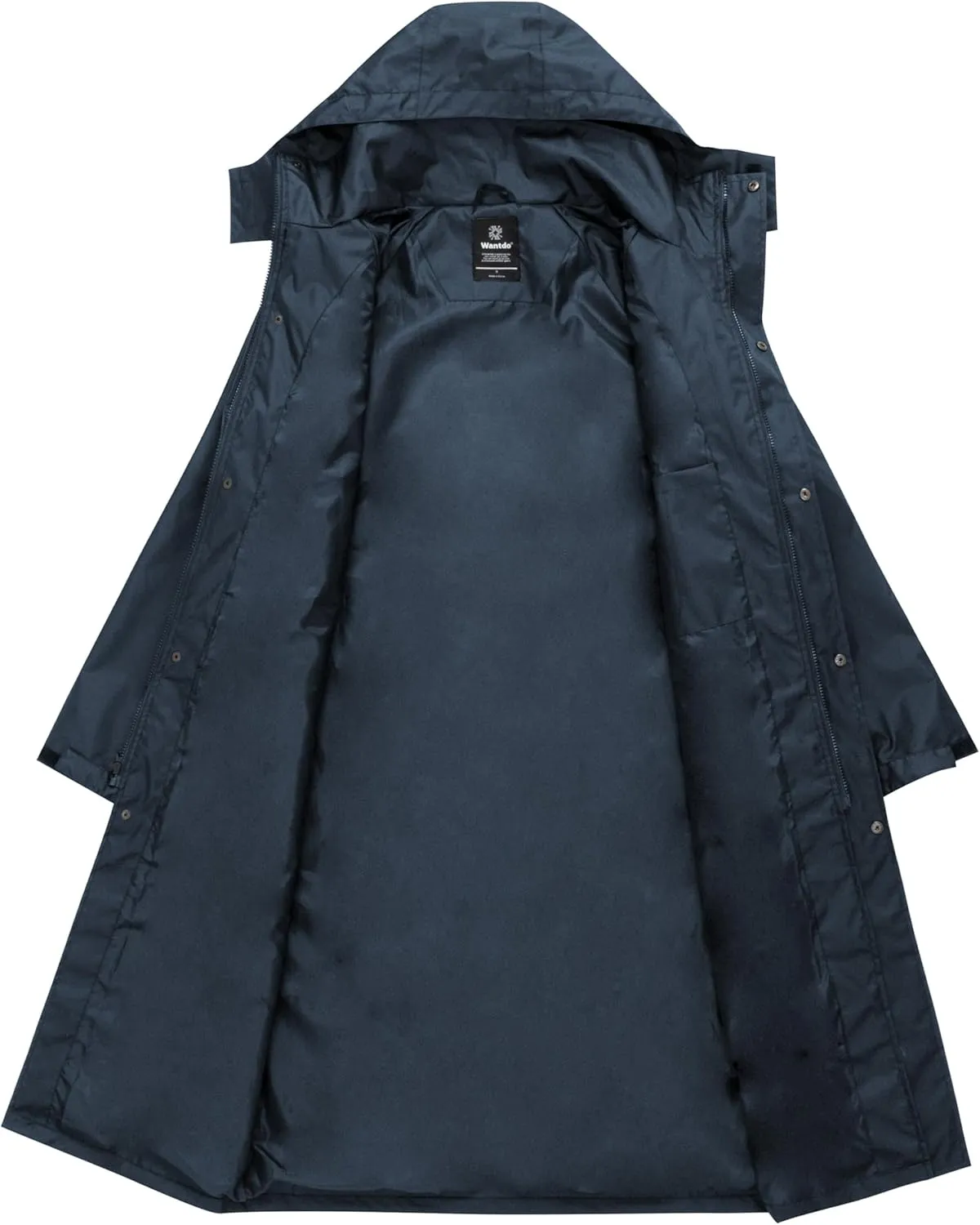 wantdo Mens Rain Jacket Waterproof with Hood Packable Long Rain Coat Lightweight Rainwear Raincoat