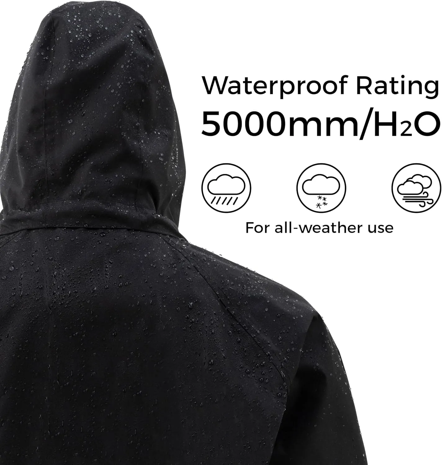 wantdo Mens Rain Jacket Waterproof with Hood Packable Long Rain Coat Lightweight Rainwear Raincoat