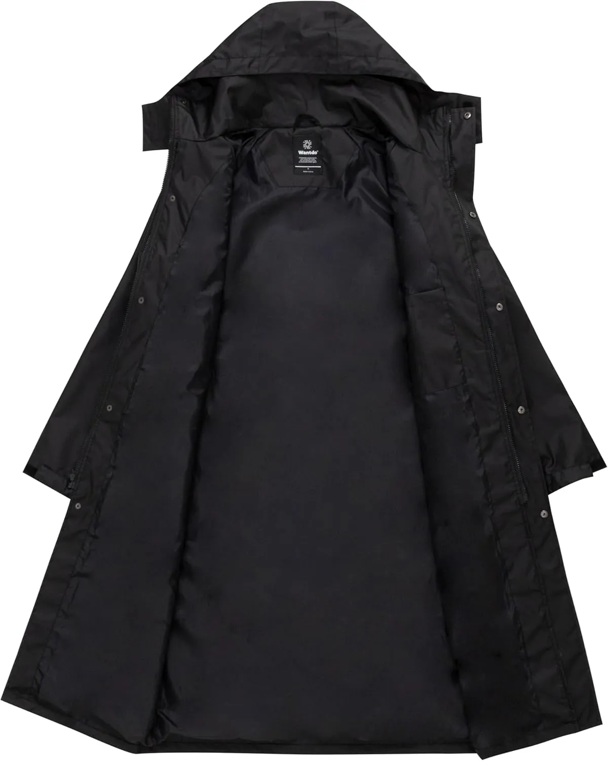 wantdo Mens Rain Jacket Waterproof with Hood Packable Long Rain Coat Lightweight Rainwear Raincoat