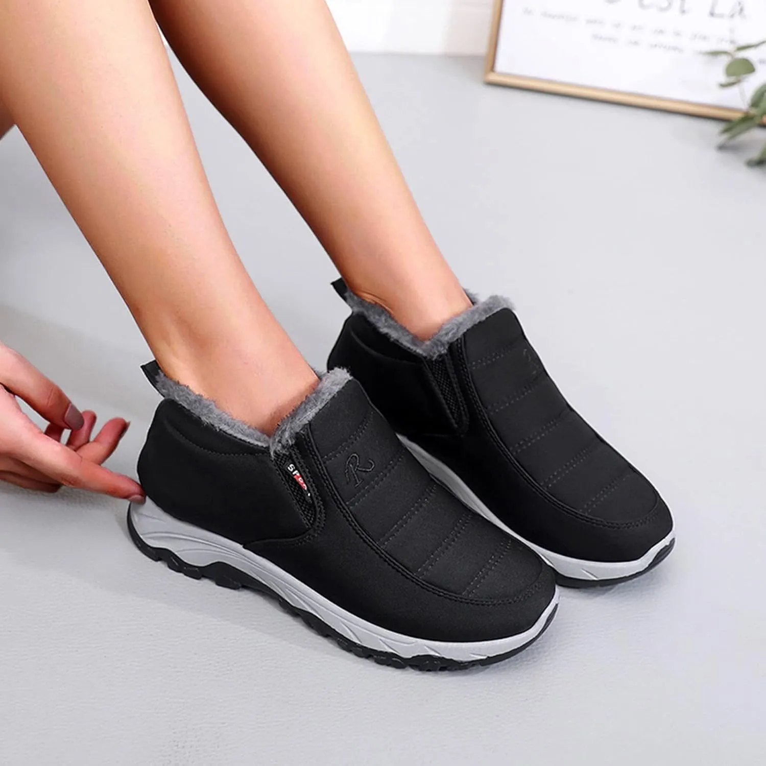 Waterproof Winter Boots Women Wide Women's Waterproof Winter Snow Boots for Outdoor Women's Boots Winter Leather Ladies Waterproof Winter Boots Waterproof Womens Boots Wide
